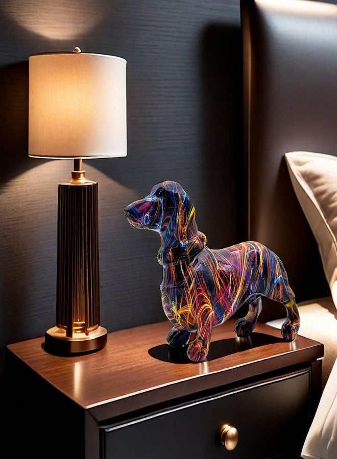 SHTWX Art Dachshund Dog Statue Figurine Sculpture Resin Collectible Gifts for Dachshund Dog Lover Office Home Decor Desk Accessories Decoration Garden Figurines Outdoor Decor Colorful (Color D) - Image 2